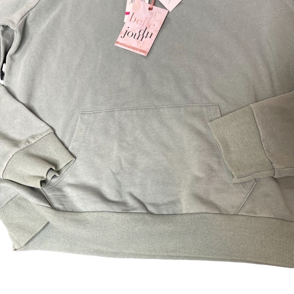 Belle du Jour Womens Pullover Hoodie Large L Cobalt Green Front Pocket Stretch - Picture 11 of 15
